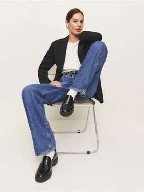 Reformation Black Agathea Chunky Loafers